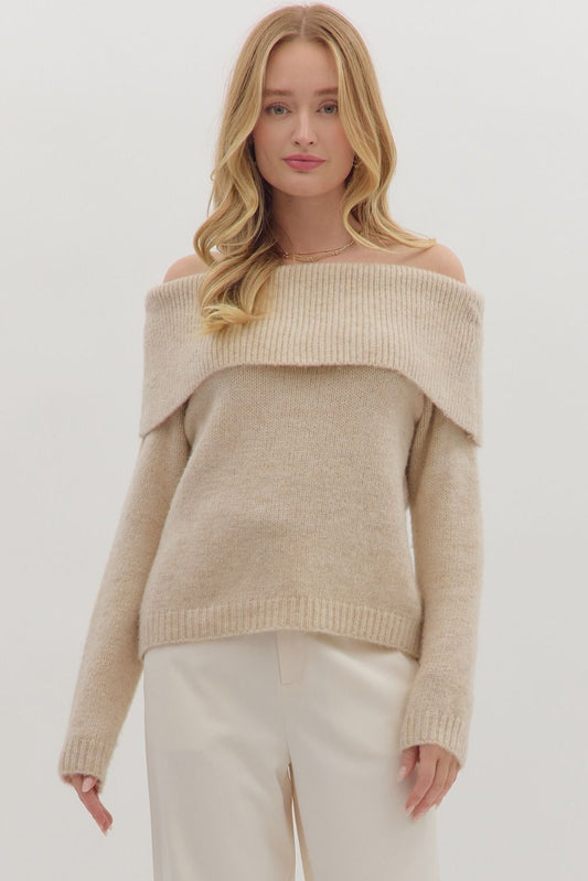 Oatmeal Off The Shoulder Sweater