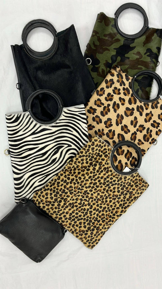Italian Calf Hair Tote - Black