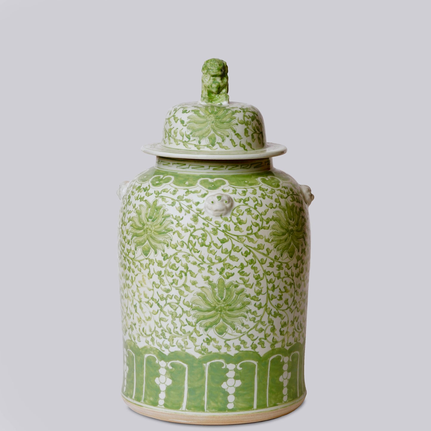 Green & White Chrysanthemum Temple Jar