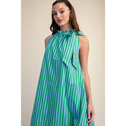 Green Striped Midi Dress