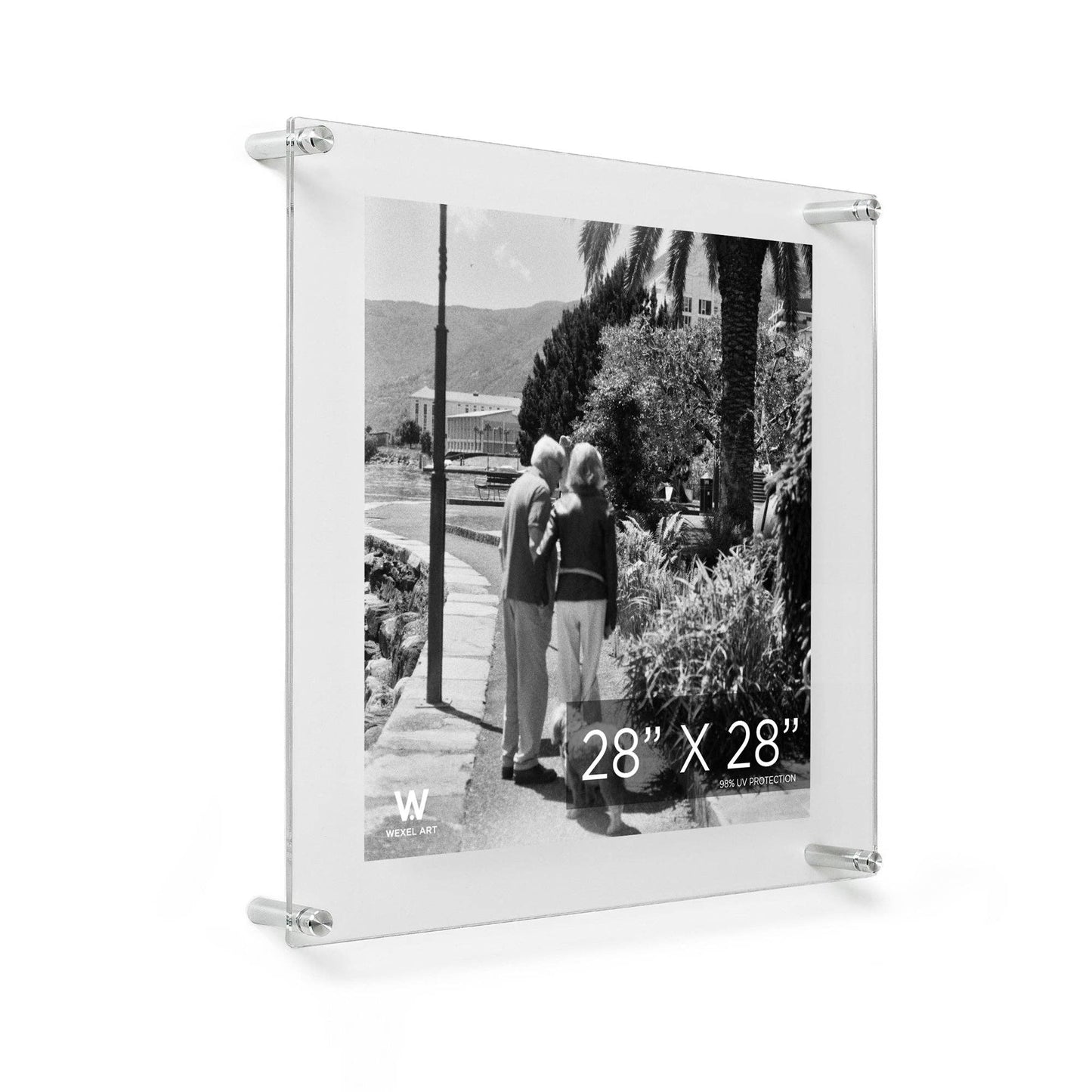 28x28" Modern UV-Grade Acrylic Floating Wall Frame: Gold