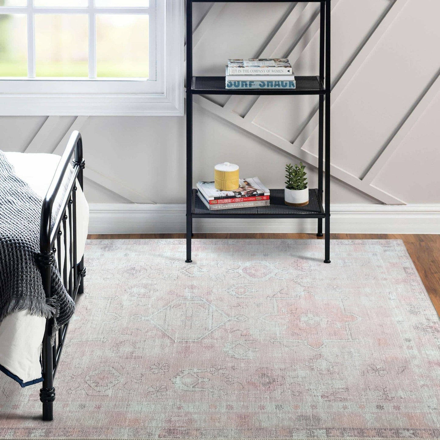 Leonie Pink Pale & Dusty Persian Vintage Rug: 5&#39;9x8&#39;9 ft 180x270cm