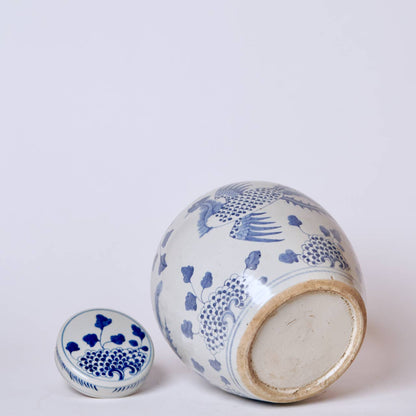 Blue & White Porcelain Phoenix Round Storage Jar