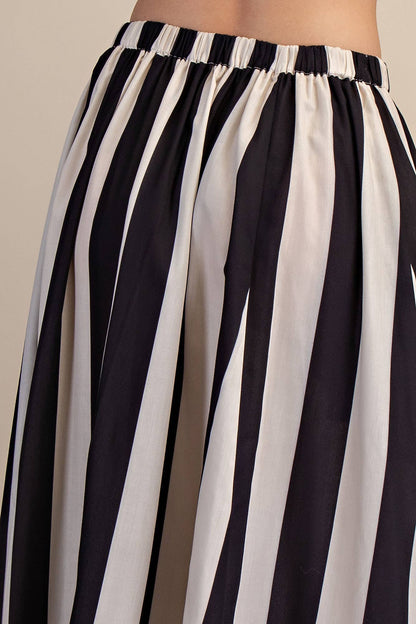 Black & White Striped Maxi Skirt