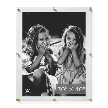 30x40" Modern UV-Grade Acrylic Floating Wall Frame: Gold