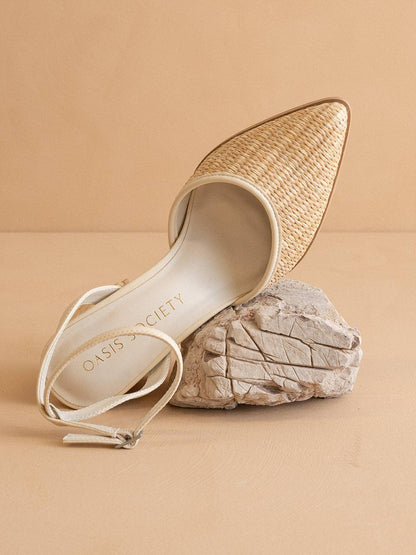 Natural Pointed Toe Heel with Ankle Strap
