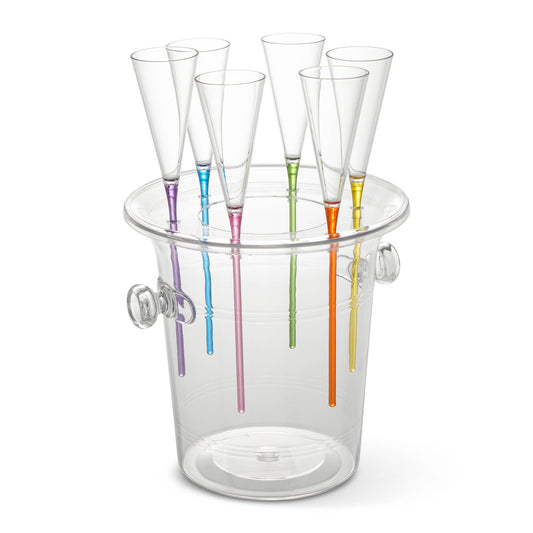 Acrylic Champagne Bucket with 6x 4oz Flutes