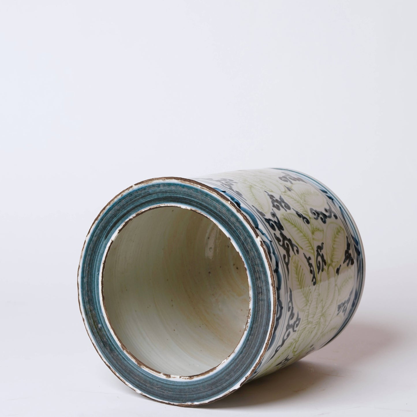 Blue & Green Floral Cachepot