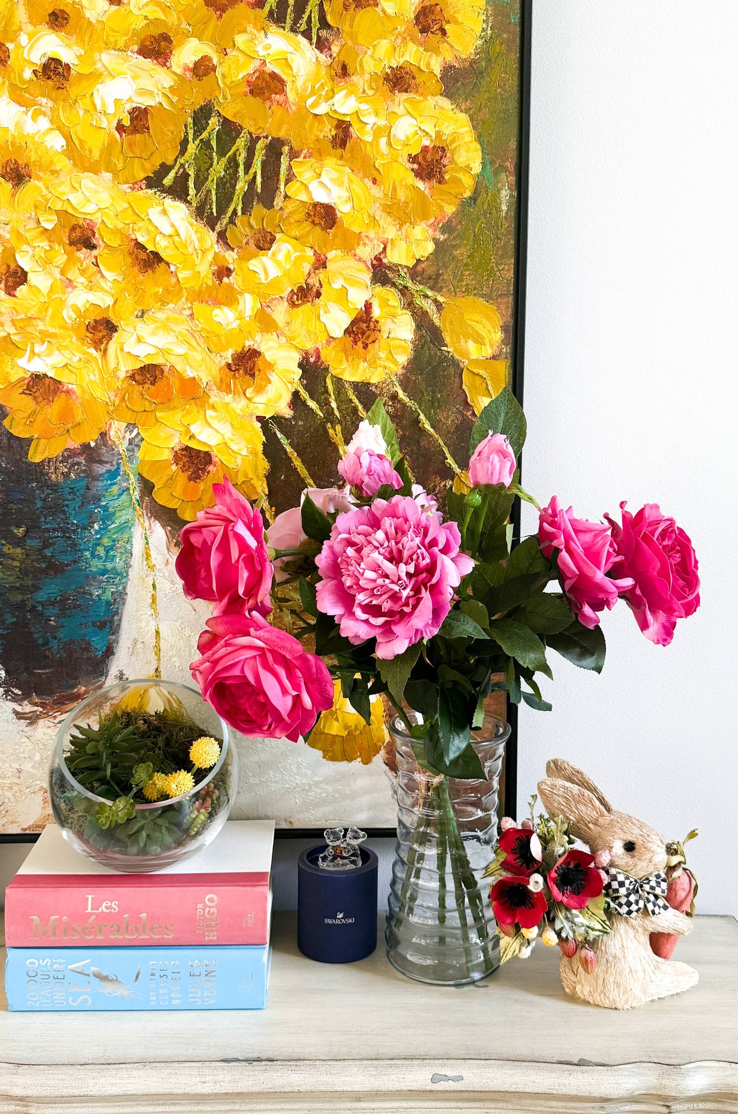 25.5"- Real Touch Peony Stem-2 Blooms: Hot Pink