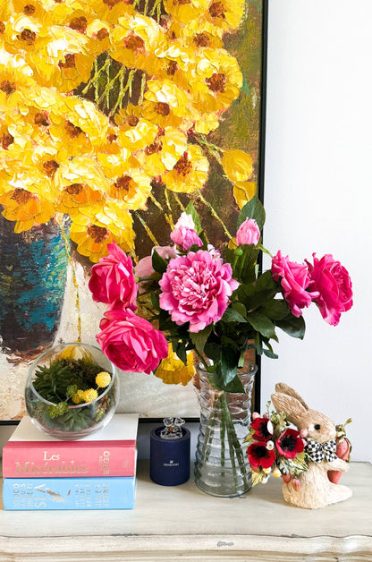 25.5"- Real Touch Peony Stem-2 Blooms: Hot Pink