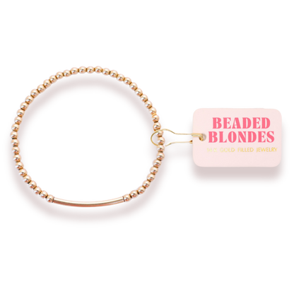 3mm Gold Bar Beaded Bracelet: Petite