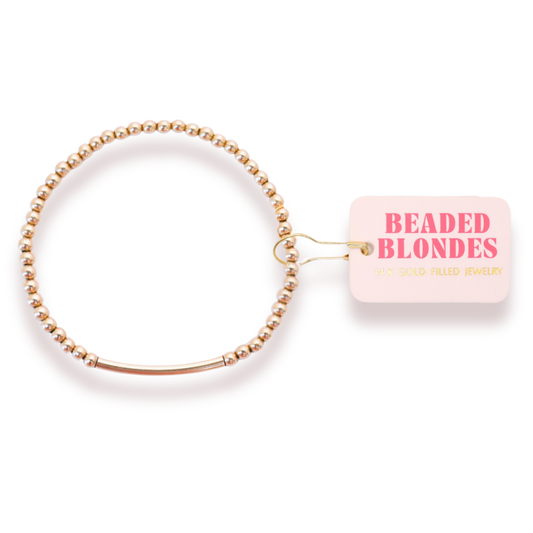 3mm Gold Bar Beaded Bracelet: Petite