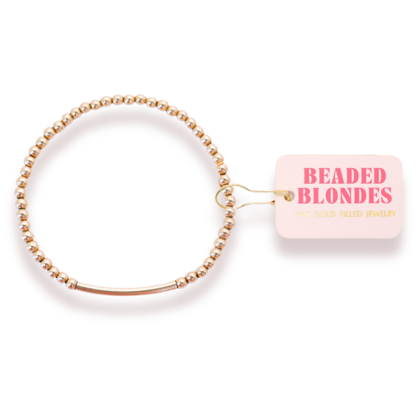 3mm Gold Bar Beaded Bracelet