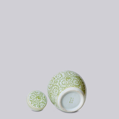 Green and White Porcelain Jar