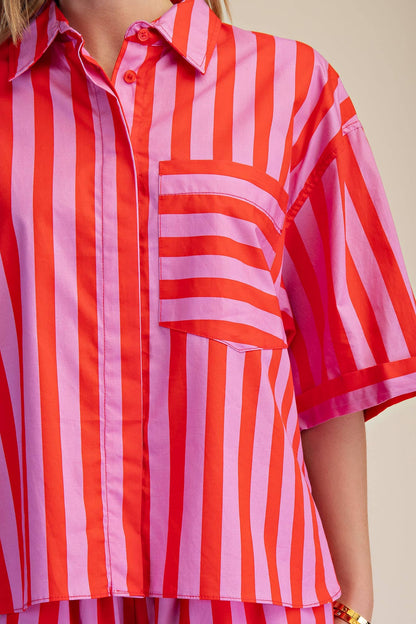 Black & White Striped Short Set