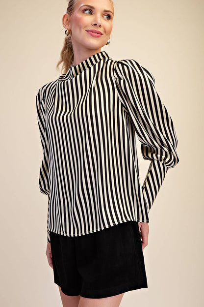Black & White Striped Stain Blouse