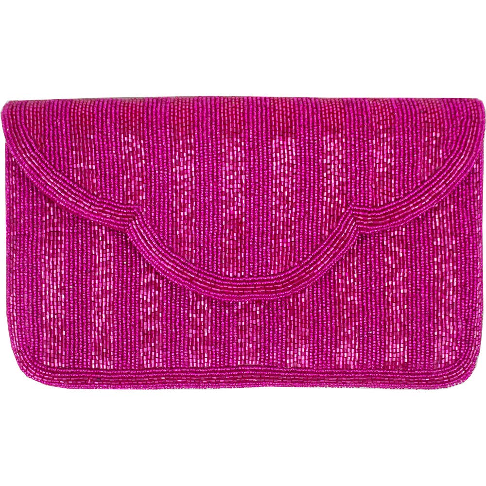 ELEGANT FUCHSIA BEADED CLUTCH