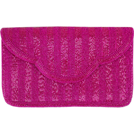FUCHSIA BEADED CLUTCH