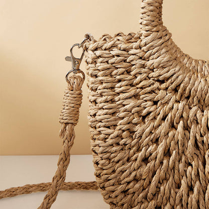 Camel Crossbody Straw Bag