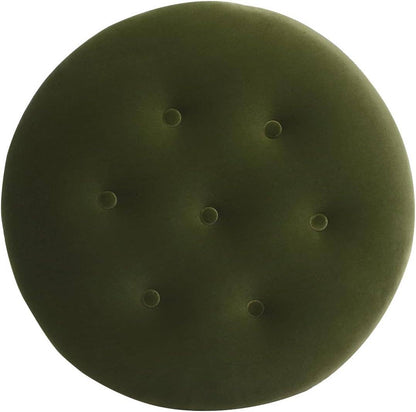 Yolanda 24" Round Upholstered Accent Ottoman: Alabaster Off White