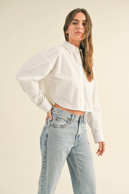 Cropped White Oxford