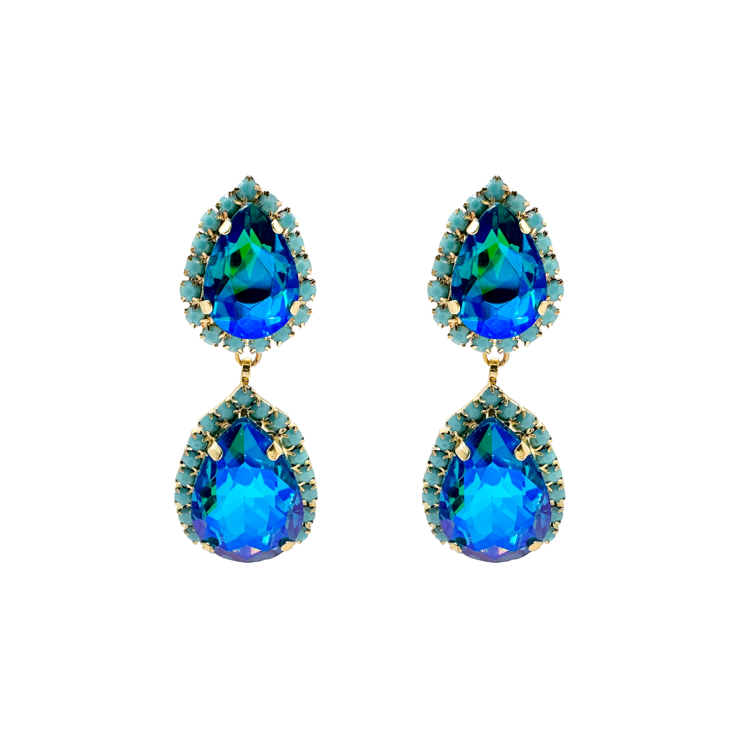 Louise Earrings: Navy & Turquoise