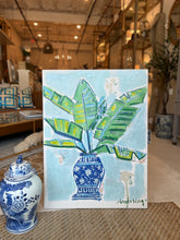 Load image into Gallery viewer, Palm leaf &amp; Ginger Jar Painting - &quot;Suns Up&quot;
