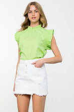Load image into Gallery viewer, Ruffle Sleeve Top in Chartreuse
