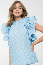 Load image into Gallery viewer, Flutter Sleeve Textured Top in Blue
