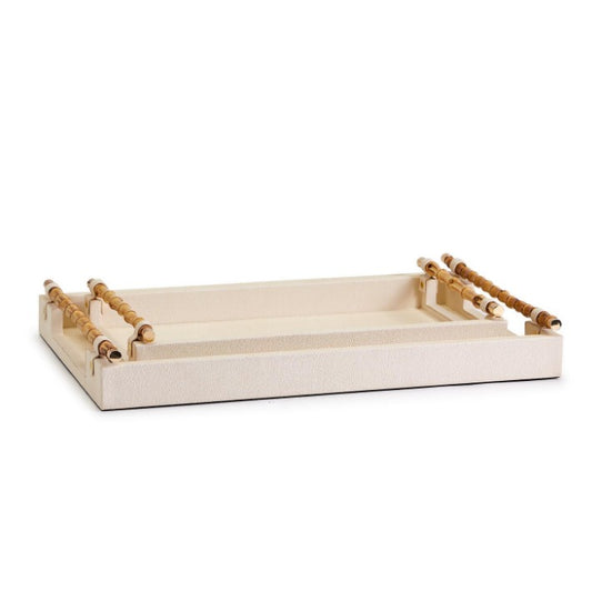 Set of 2 Cream Trays / Bamboo Handles