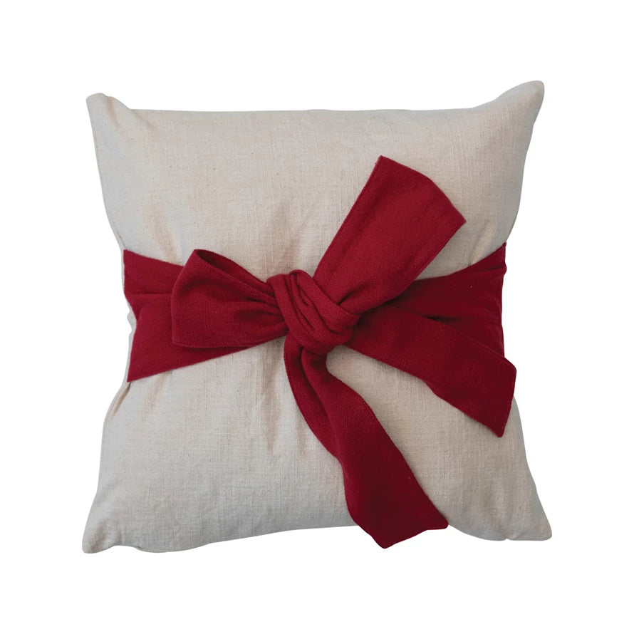 Red Bow Christmas Pillow