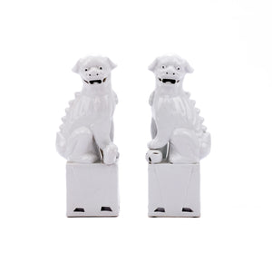 Porcelain Sitting Foo Dog Pair White
