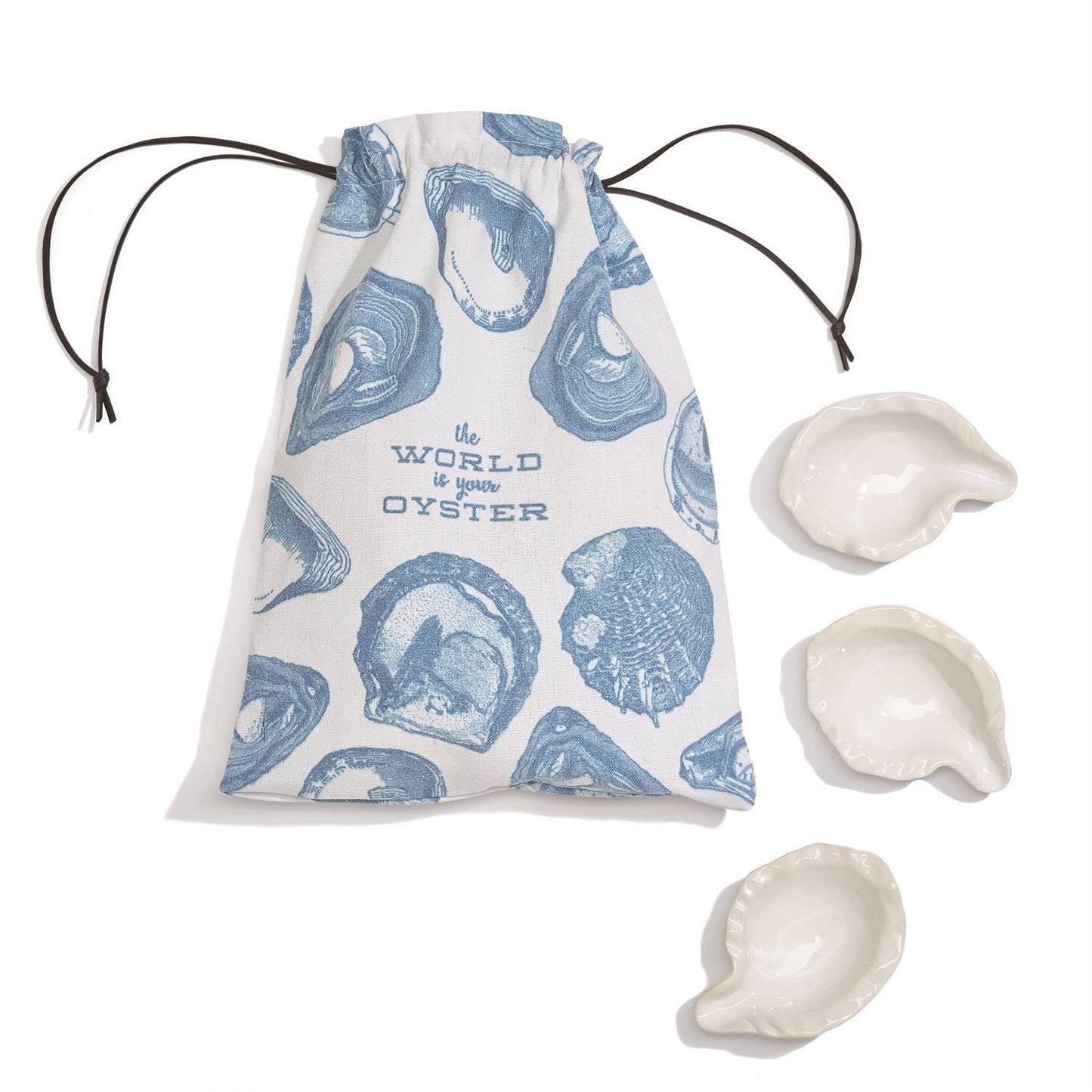 The World is Your Oyster Set of 12 Oyster Bakers in Canvas Pouch