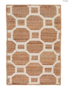 Natural Rattan with White trellis pattern rug - 5x7'6"
